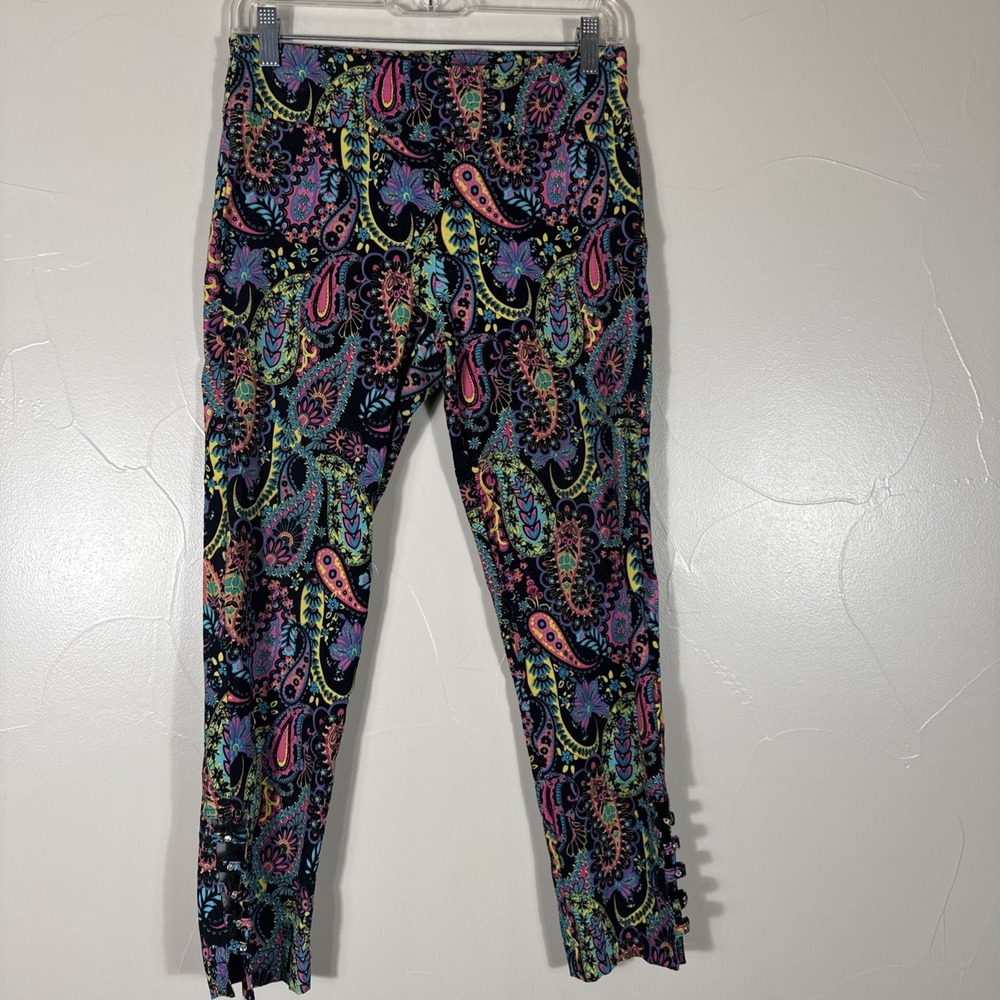 Attyre New‎ York Women Paisley Colorful Stretchy Rhinestones Active Pants 4